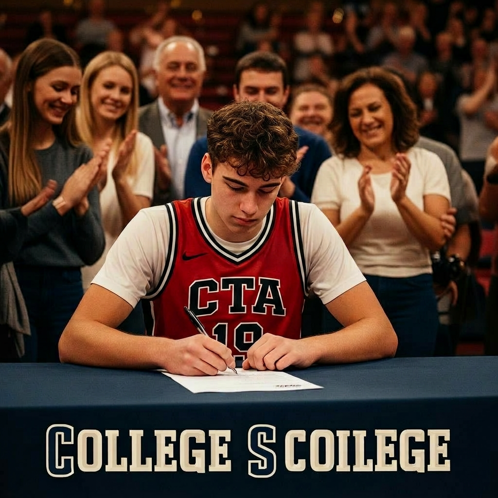 Athlete signing commitment to college