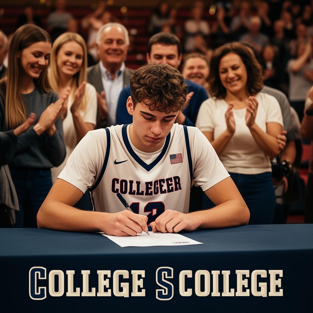 Athlete signing commitment to college